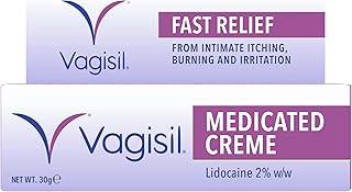 VAGISIL Medicated Creme For Women with Lidocaine, Fast Relief from Intimate Itch, Burning & Irritation, Non-Staining & Non-Greasy Anaesthetic Formula, Medicated Cream, 30 g ( Pack of 1)