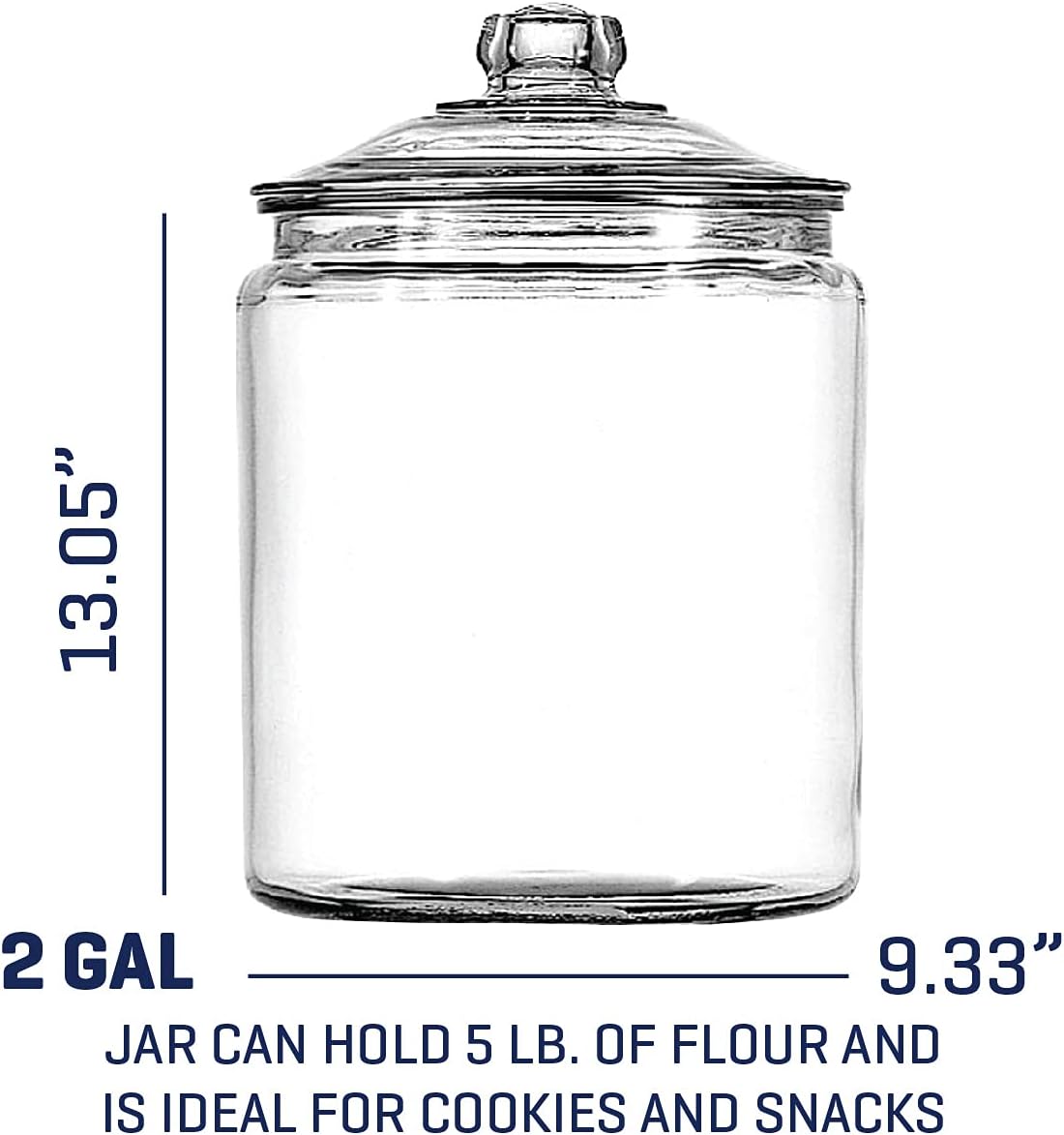 Anchor Hocking Glass Storage Pot Heritage, White, 23 x 23 x 34.5 cm-1