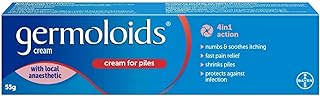 Germoloids Haemorrhoid Cream, Piles Treatment with Anaesthetic to Numb the Pain & Itch, 55 g, Pack of 1, (Packing may vary).