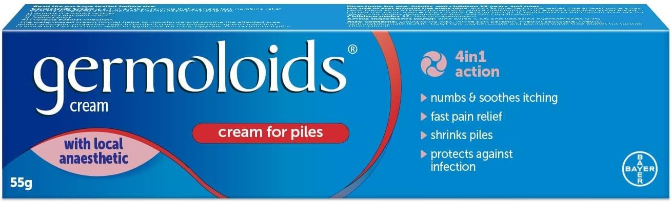 Germoloids Haemorrhoid Cream, Piles Treatment with Anaesthetic to Numb the Pain & Itch, 55 g, Pack of 1, (Packing may vary).-0