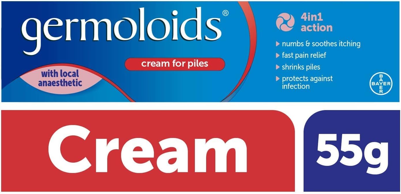 Germoloids Haemorrhoid Cream, Piles Treatment with Anaesthetic to Numb the Pain & Itch, 55 g, Pack of 1, (Packing may vary).-1