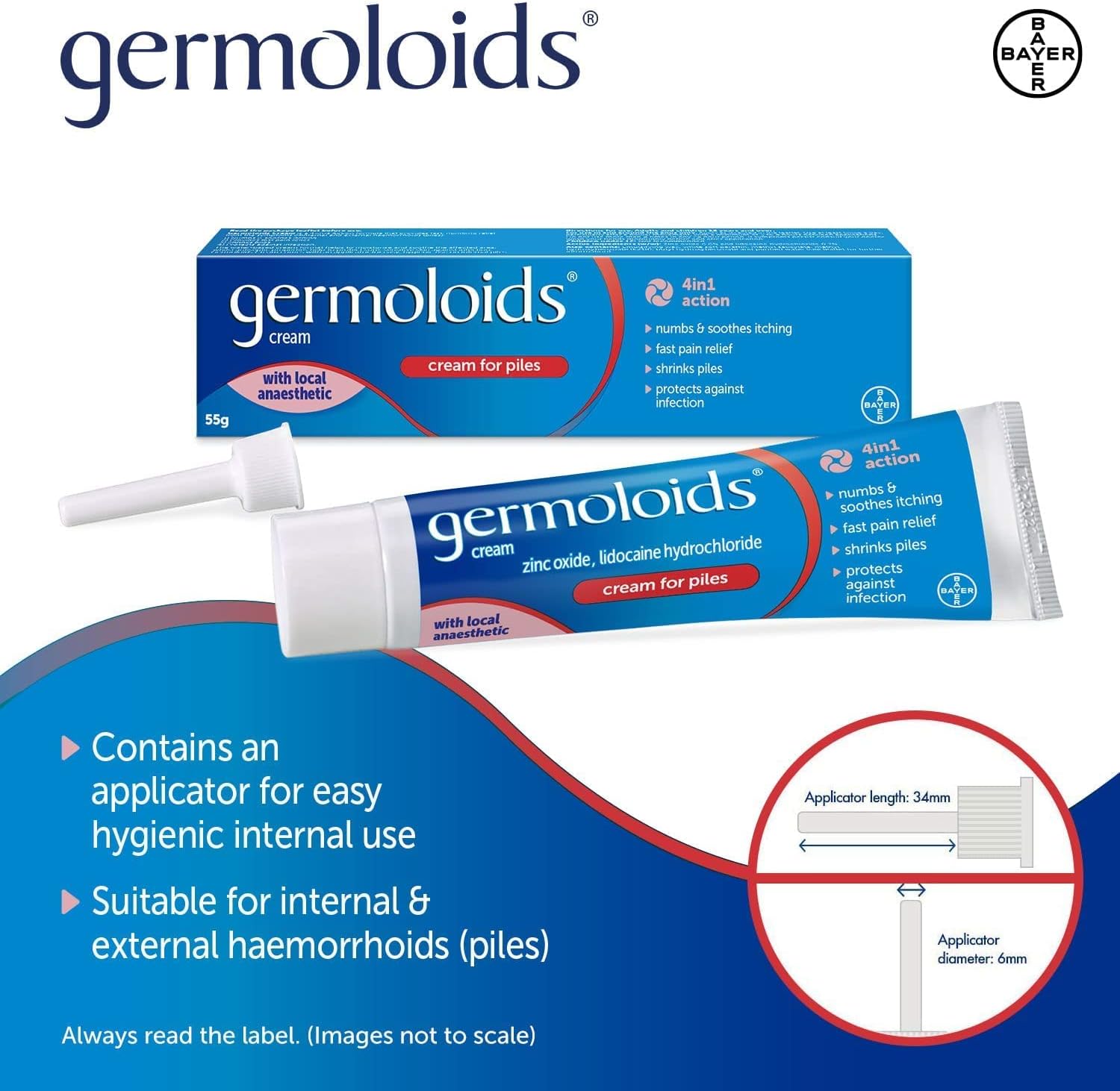 Germoloids Haemorrhoid Cream, Piles Treatment with Anaesthetic to Numb the Pain & Itch, 55 g, Pack of 1, (Packing may vary).-3