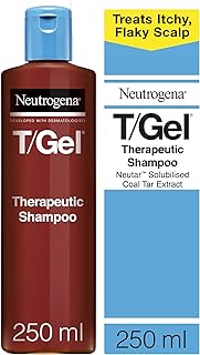 Neutrogena T/Gel Therapeutic Shampoo For Flaky, Itchy Scalp (1x 250ml), Anti-Dandruff Shampoo for the treatment of Scalp Psoriasis, Seborrheic Dermatitis and Dandruff, Medicated Shampoo for Itchy and Flaky Scalp