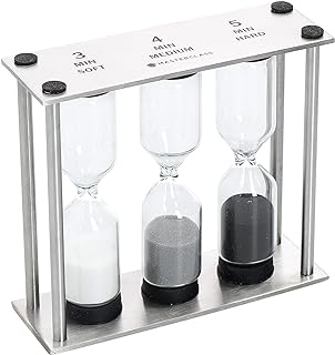 MasterClass Hourglass Triple Sand Timer, Soft Medium Hard-Boiled Eggs, Stainless Steel, 3,4,5 Minutes