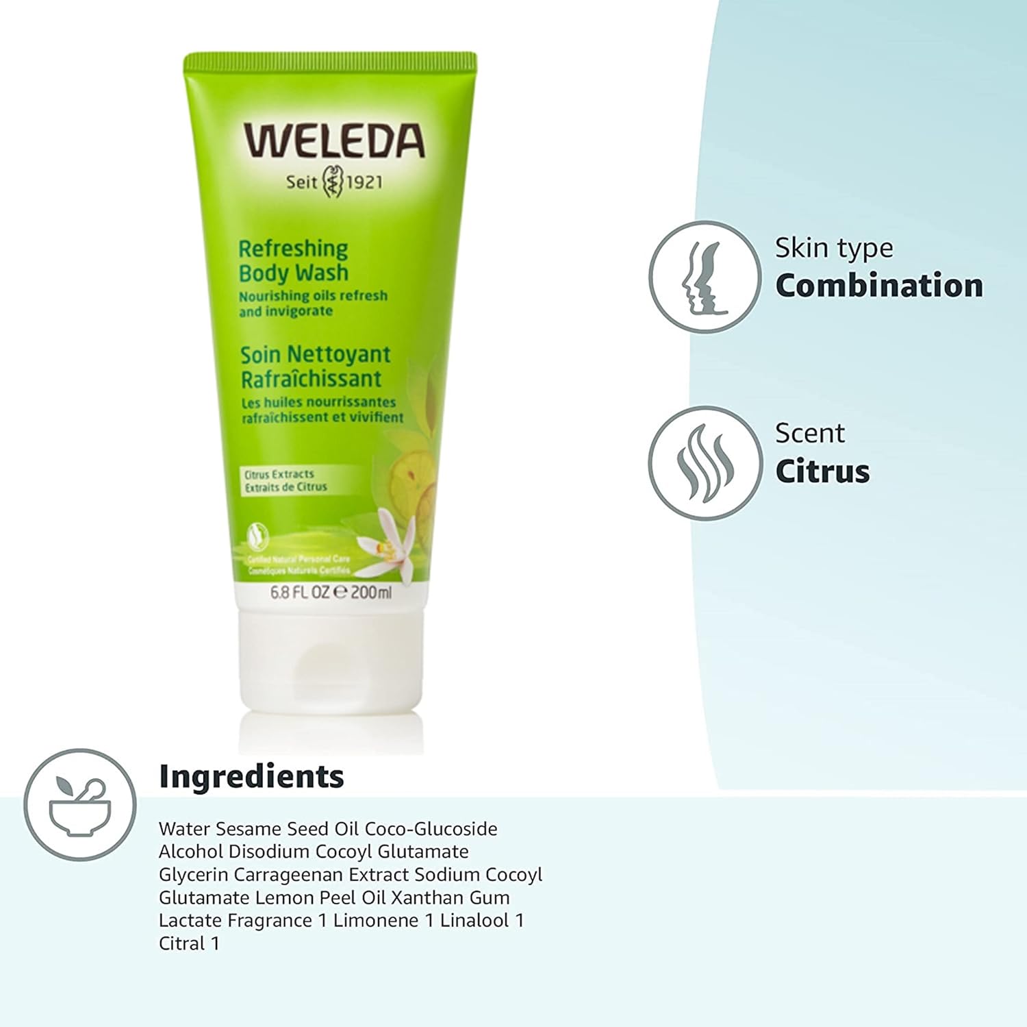 Weleda Shower Gel with Citrus, Creamy Body Wash, For Women & Men, Cleanse & Refresh, Paraben & SLS Free, Certified Natural, Organic, Vegan, 200 ml-3