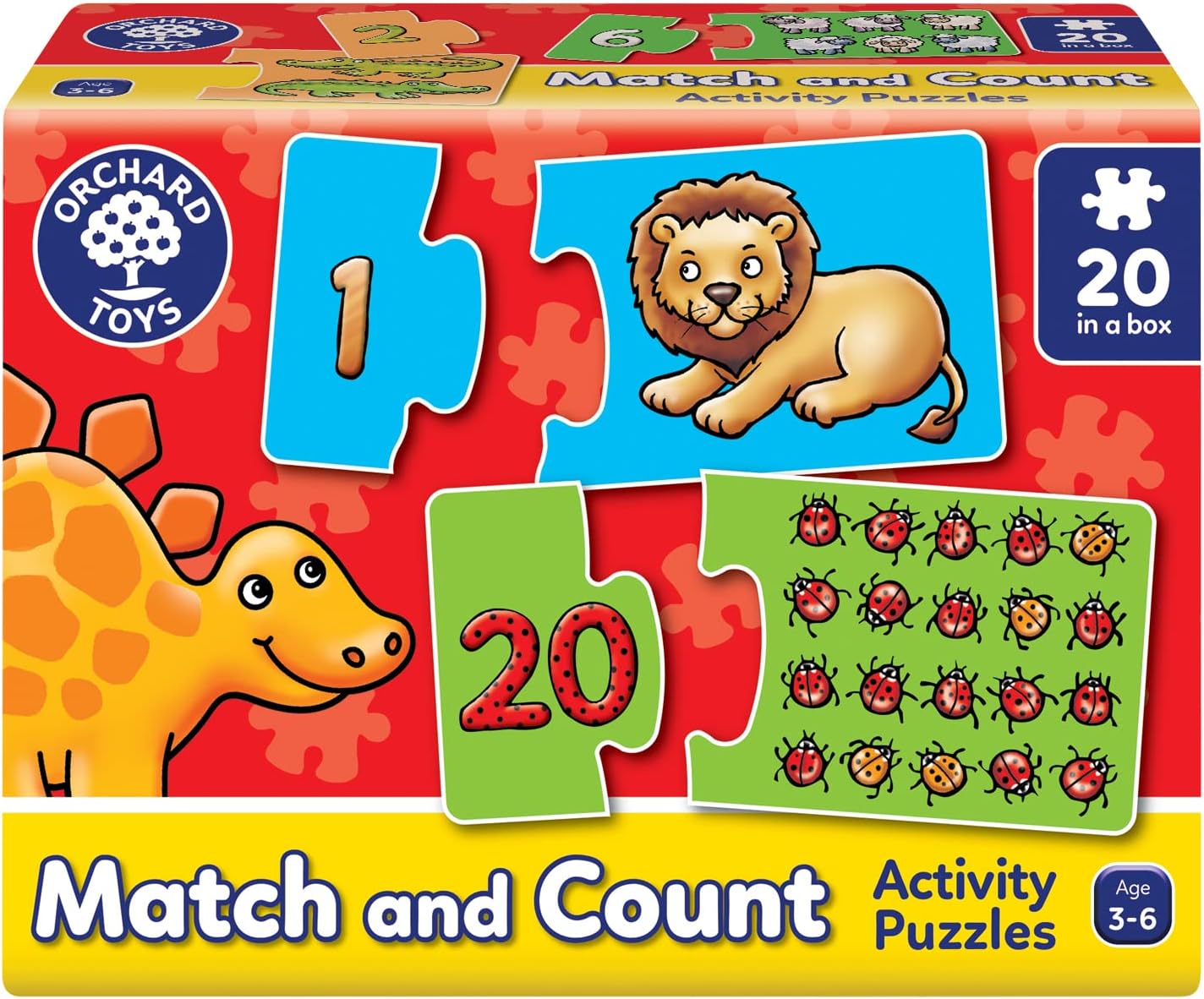 Orchard Toys Match and Count Jigsaws, Learn to Count from 1-20, Match Number and Picture, 20 in a Box, Educational, Number Skills for Kids Age 3+-0