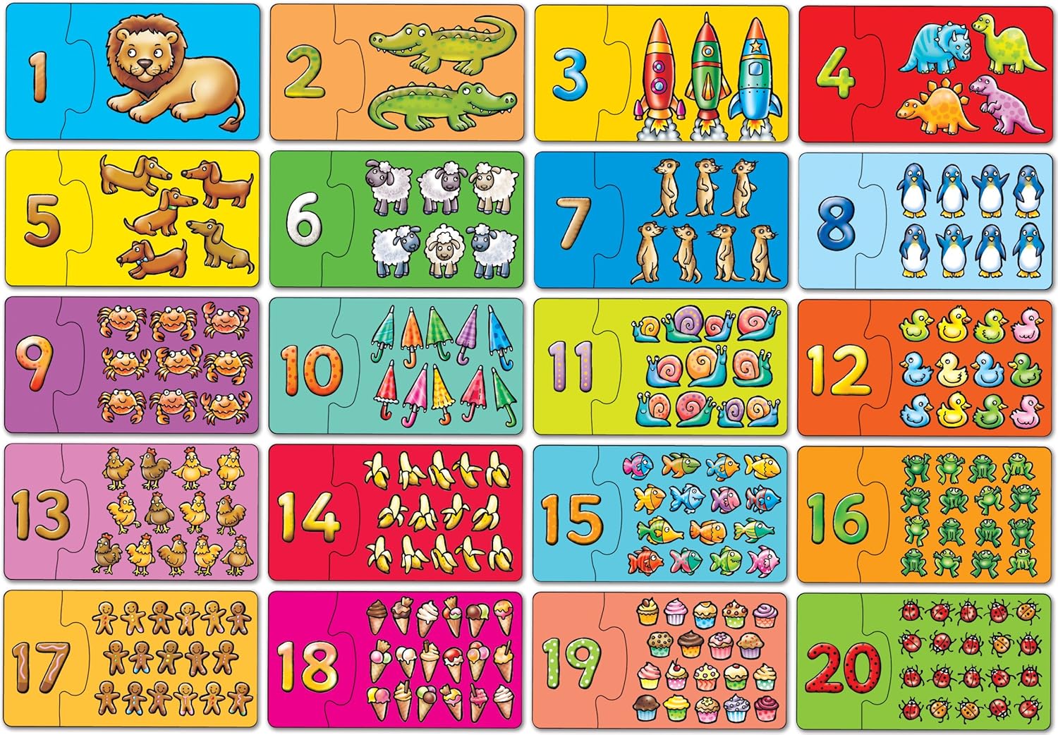 Orchard Toys Match and Count Jigsaws, Learn to Count from 1-20, Match Number and Picture, 20 in a Box, Educational, Number Skills for Kids Age 3+-1