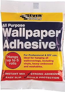 Everbuild All Purpose Wallpaper Adhesive – Contains Fungicide – High Tack – Easy-Mix Formula – 1 Bag Hangs Up To 5 Rolls