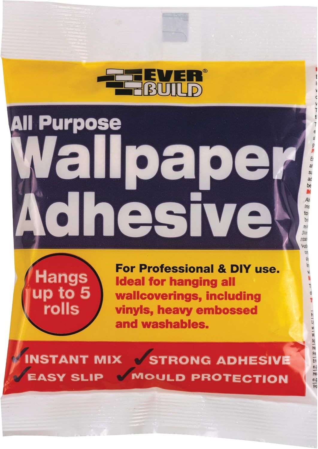 Everbuild All Purpose Wallpaper Adhesive – Contains Fungicide – High Tack – Easy-Mix Formula – 1 Bag Hangs Up To 5 Rolls-0