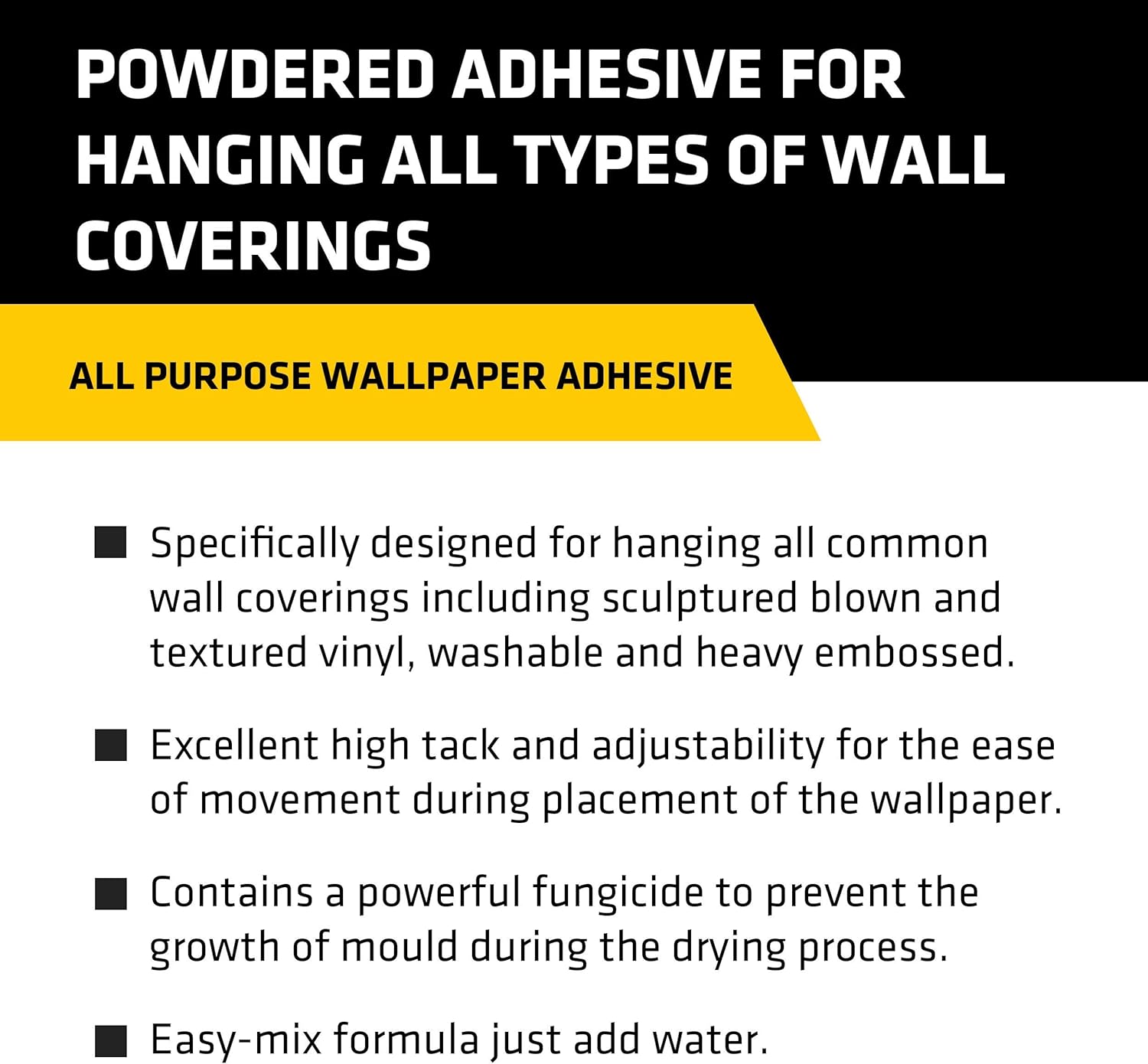 Everbuild All Purpose Wallpaper Adhesive – Contains Fungicide – High Tack – Easy-Mix Formula – 1 Bag Hangs Up To 5 Rolls-2