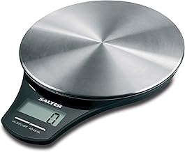 Salter 1035 SSBKDR Digital Kitchen Scale – Food Scales, Kitchen Weighing Scales, 5kg Capacity, Stainless Steel Platform, Measure Liquids, Add & Weigh , Tare/Zero Function, 1 x CR2032 Battery Included