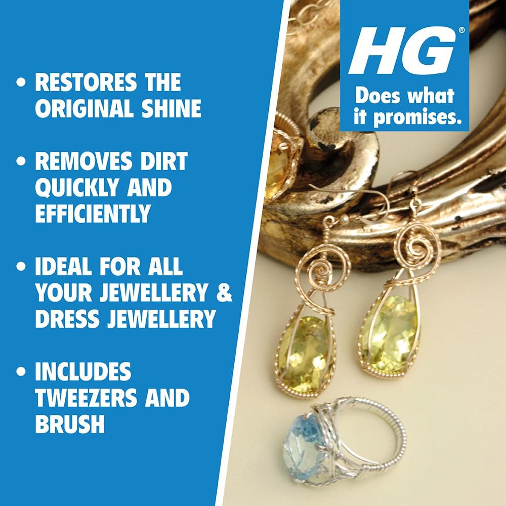 HG Jewellery, Liquid Cleaning Bath, For Gold & Silver Fine Dress Jewellery, Gentle Easy To Use Cleaner Kit Restores Shine & Sparkle - 300ml (437030106)-4