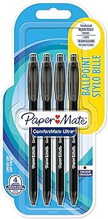 Paper Mate ComfortMate Ultra Retractable Ballpoint Pens | Medium Point (1.0mm) | Black | Pack of 4