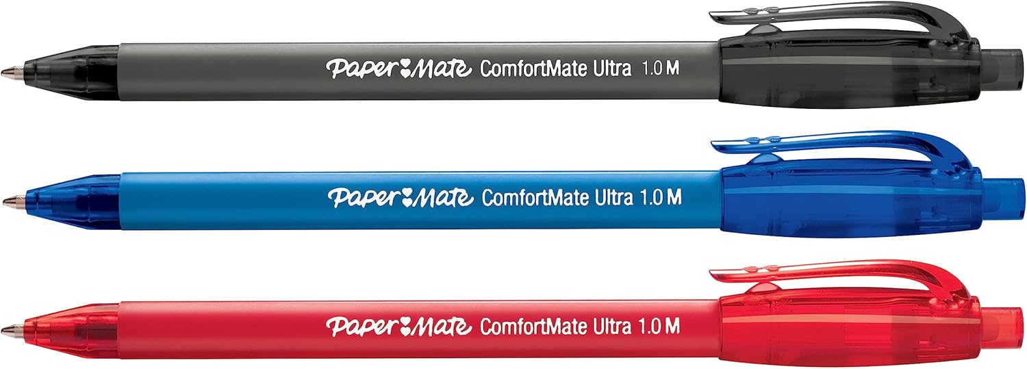 Paper Mate ComfortMate Ultra Retractable Ballpoint Pens | Medium Point (1.0mm) | Black | Pack of 4-4