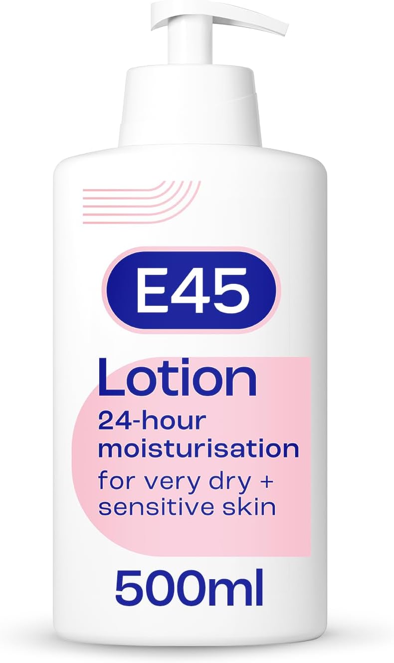 E45 Moisturising Lotion 500 ml - Dermatological Body Moisturiser Lotion - Body Lotion - Daily Moisturiser for Dry Skin & Sensitive Skin – Long-Lasting Hydration Protect from Dryness, Reduce Redness-0