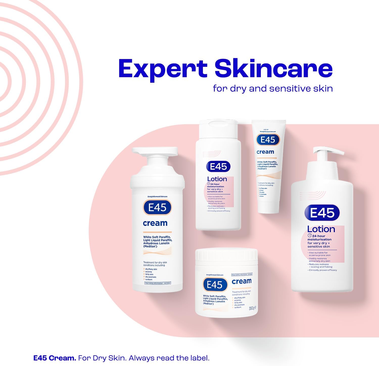 E45 Moisturising Lotion 500 ml - Dermatological Body Moisturiser Lotion - Body Lotion - Daily Moisturiser for Dry Skin & Sensitive Skin – Long-Lasting Hydration Protect from Dryness, Reduce Redness-6