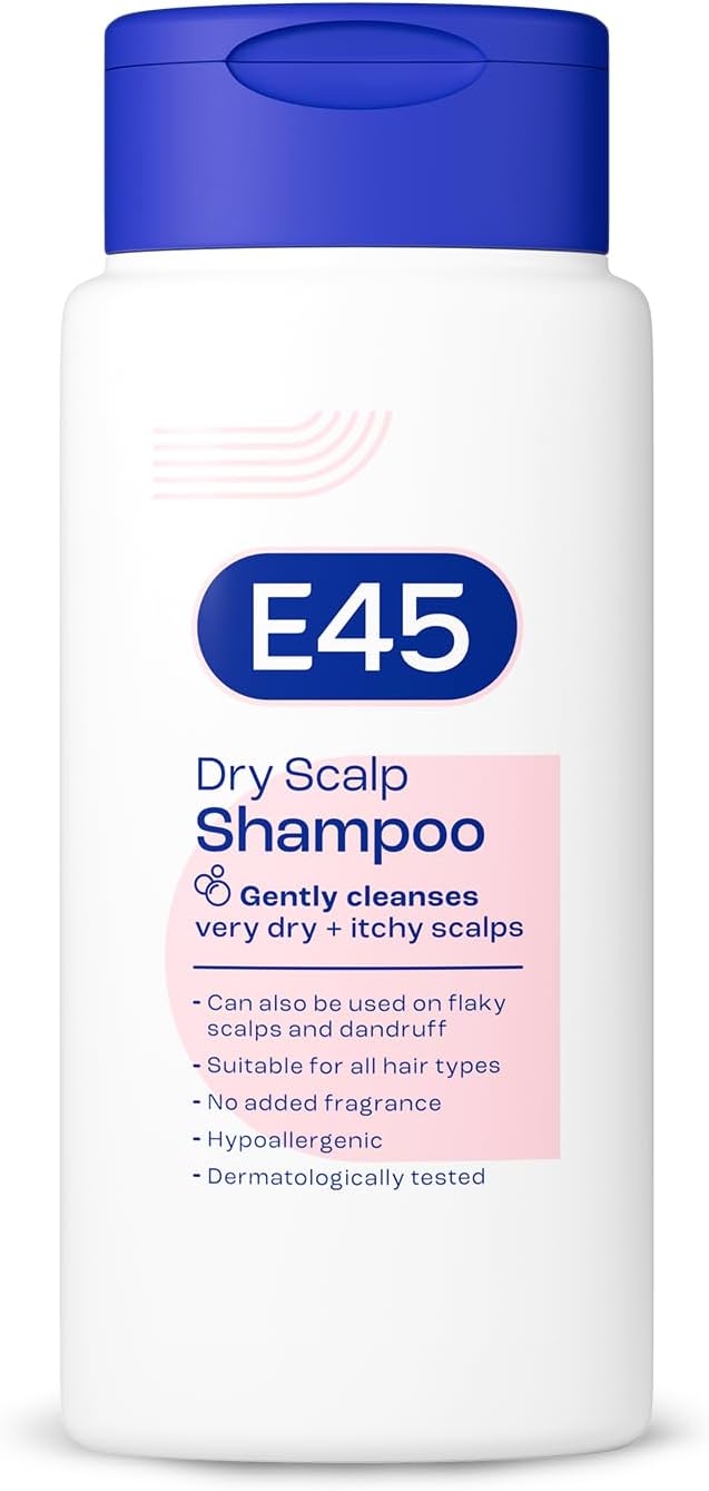 E45 Dermatological Dry Scalp Shampoo 200 ml - E45 Shampoo for Dry Scalp Relief – Dry Scalp Shampoo with Pro Vitamin B5 to Hydrate Hair – for Clean and Shiny Hair - Anti Dandruff Shampoo – Perfume Free-1