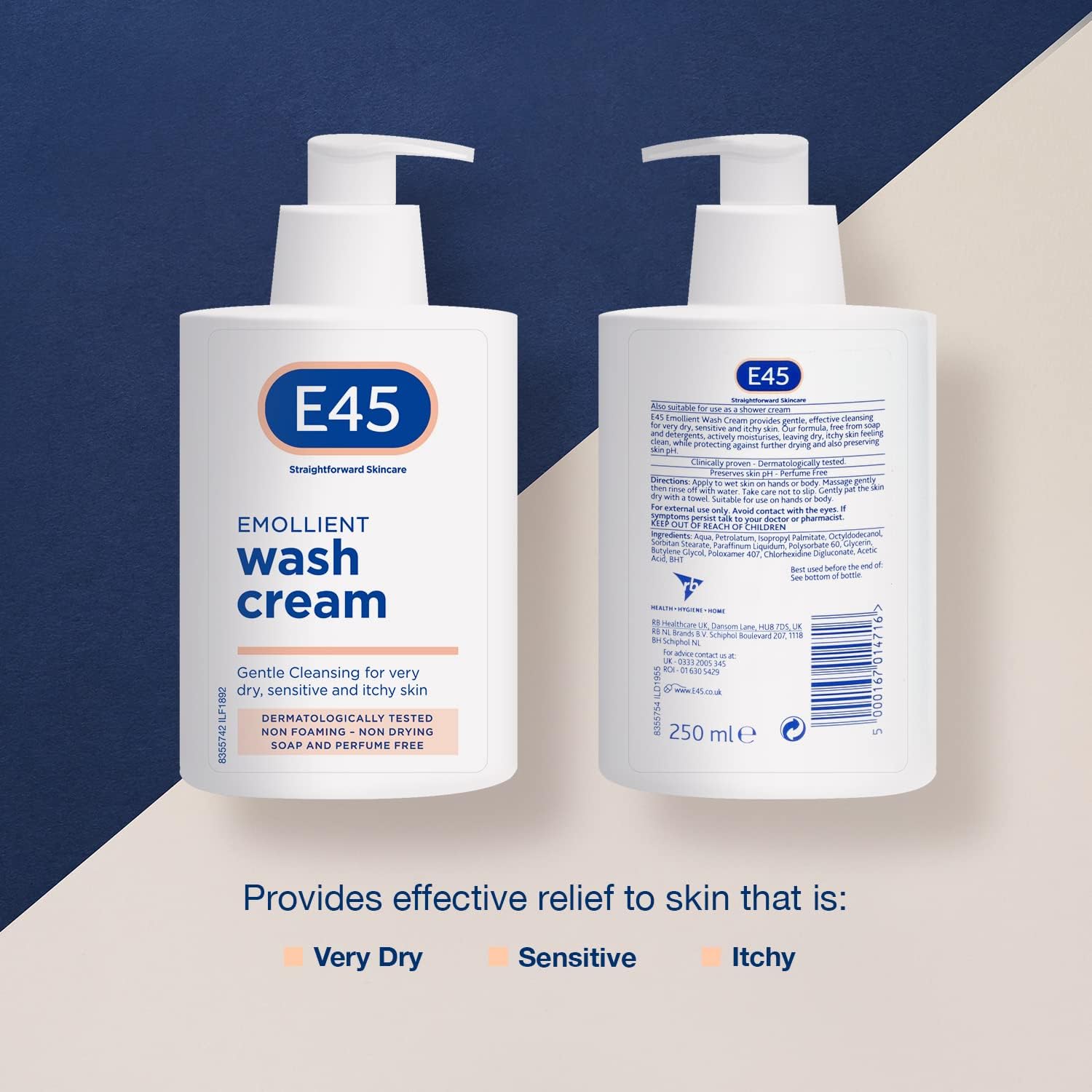 E45 Dermatological Emollient Wash Cream, 250 ml, Pack of 1-1