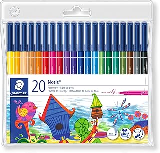 STAEDTLER 326 WP20 Noris Fibre-Tip Colouring Pens - Assorted Colours (Pack of 20)