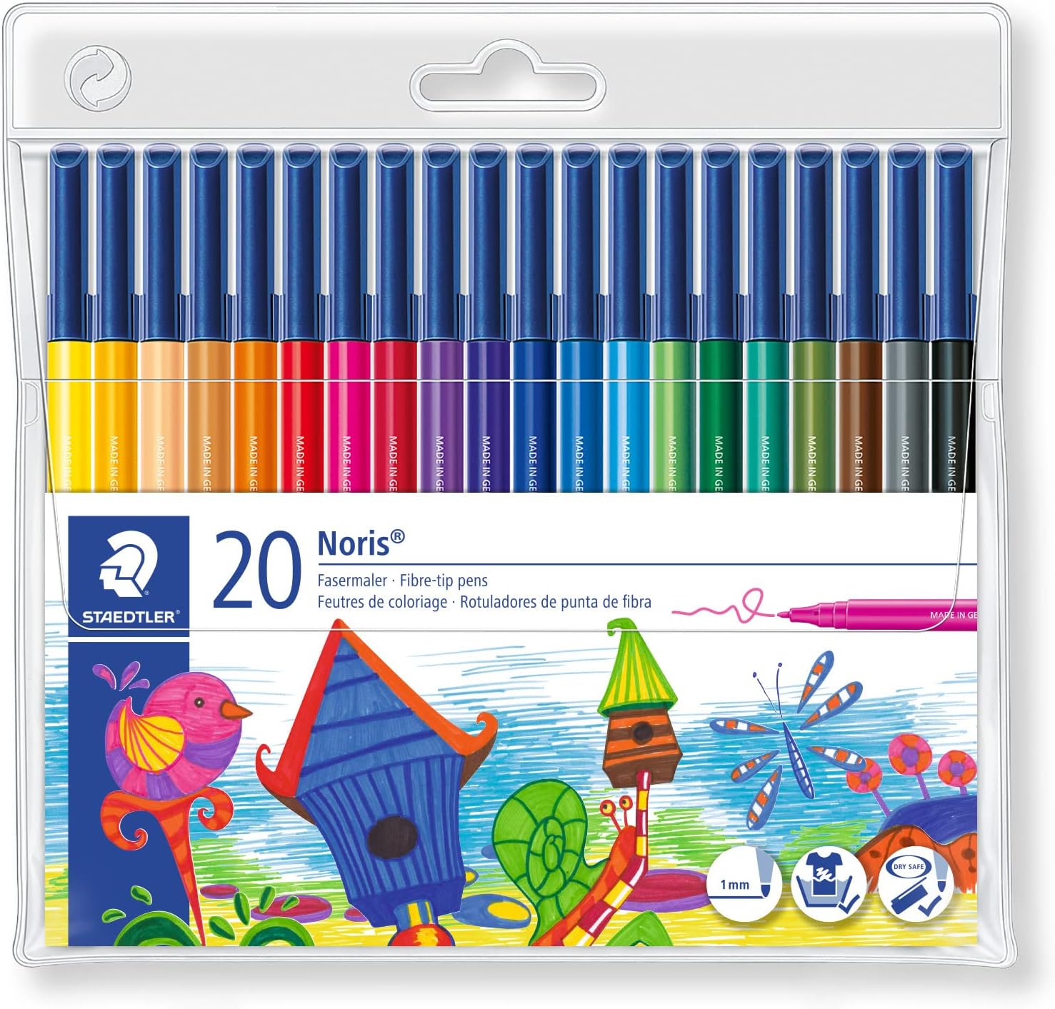 STAEDTLER 326 WP20 Noris Fibre-Tip Colouring Pens - Assorted Colours (Pack of 20)-0