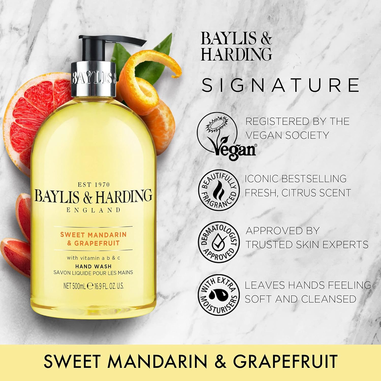 Baylis & Harding Sweet Mandarin & Grapefruit Hand Wash and Lotion Set (Pack of 1) - Vegan Friendly-3