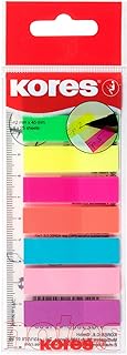 Kores - Sticky Labels on Ruler - Film Index Tabs, Self-Adhesive Page Markers and Book Tabs - School and Office Supplies - 12 x 45 mm - Set of 8 Assorted Colours x 25 Sheets