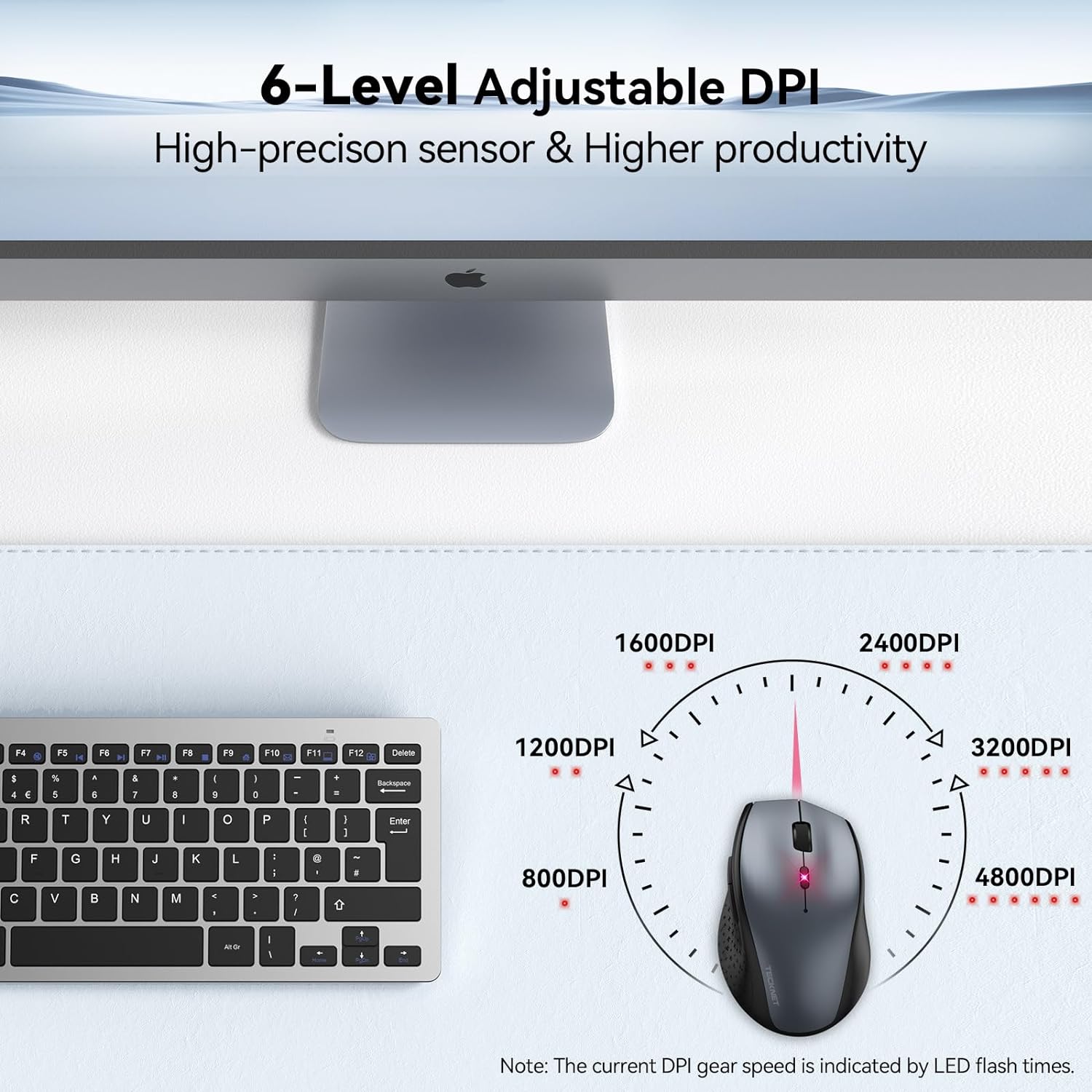 TeckNet 2.4G Classic Wireless Mouse - 3200 DPI -6 Adjustment Levels - Nano USB wireless receiver-1