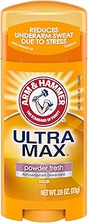 Arm & Hammer Ultramax Deodorant and Antiperspirant Solid, Powder Fresh, 2.6-Ounce Stick (Pack of 6)