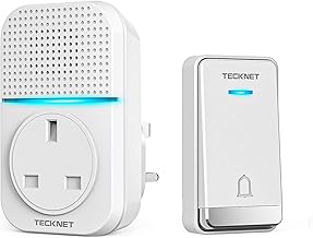 TECKNET Wireless Doorbell, No Battery Required Self-Powered Door Bell Plug in Waterproof IP65 Cordless Doorbell Chime Kits at 1300ft Range with 60 Chimes, 5-Level Volume with LED Light