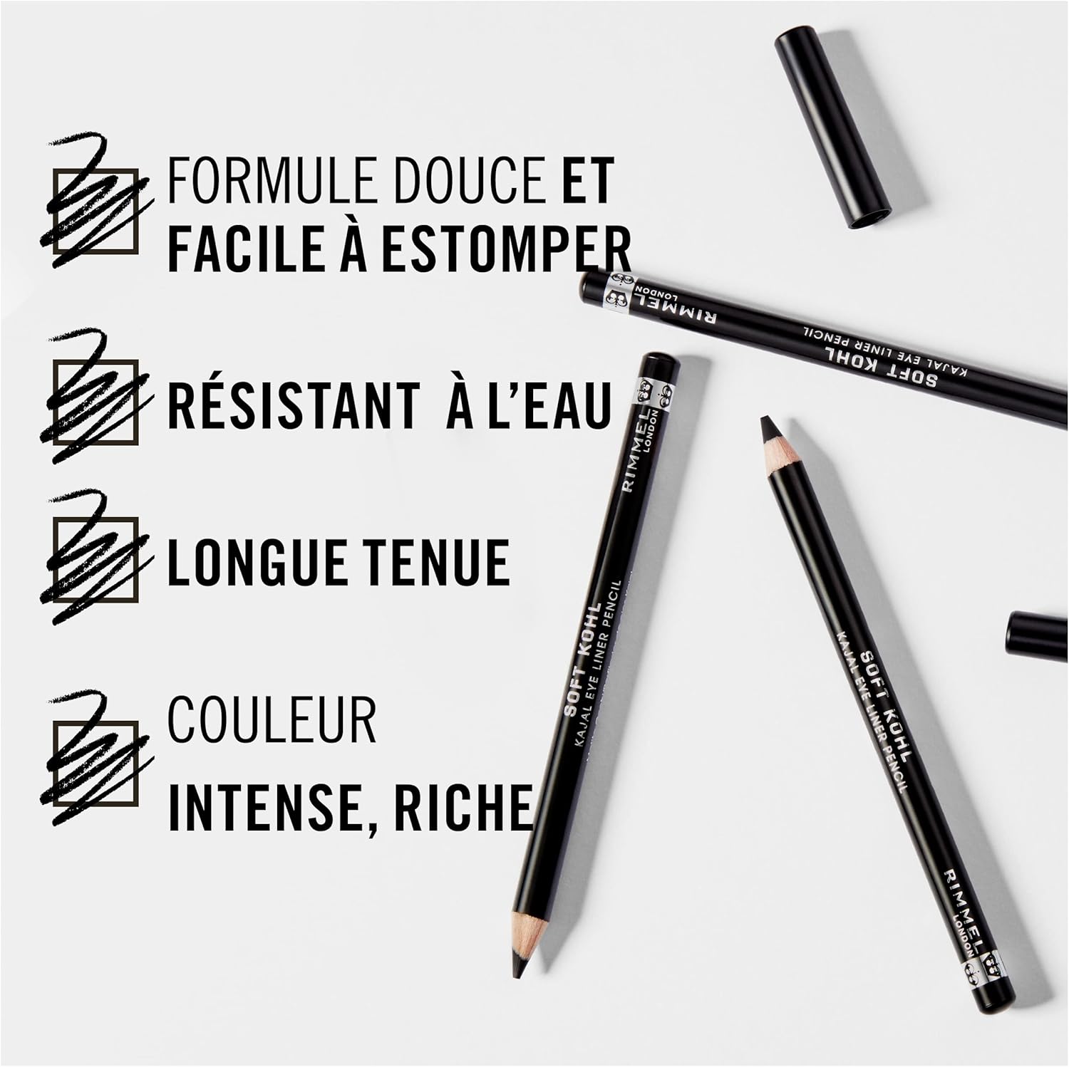 Rimmel London Soft Kohl Smudge-proof Eyeliner Pencil, Jet black, 1.2 g-3