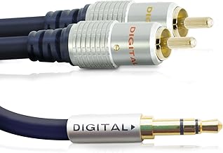 CableMountain 3m 2X RCA to 3.5mm Audio Cable - Gold Plated Male-to-Male Phono to 3.5mm Jack | Stereo Y Splitter RCA Cables for Turntable, TV and Speakers