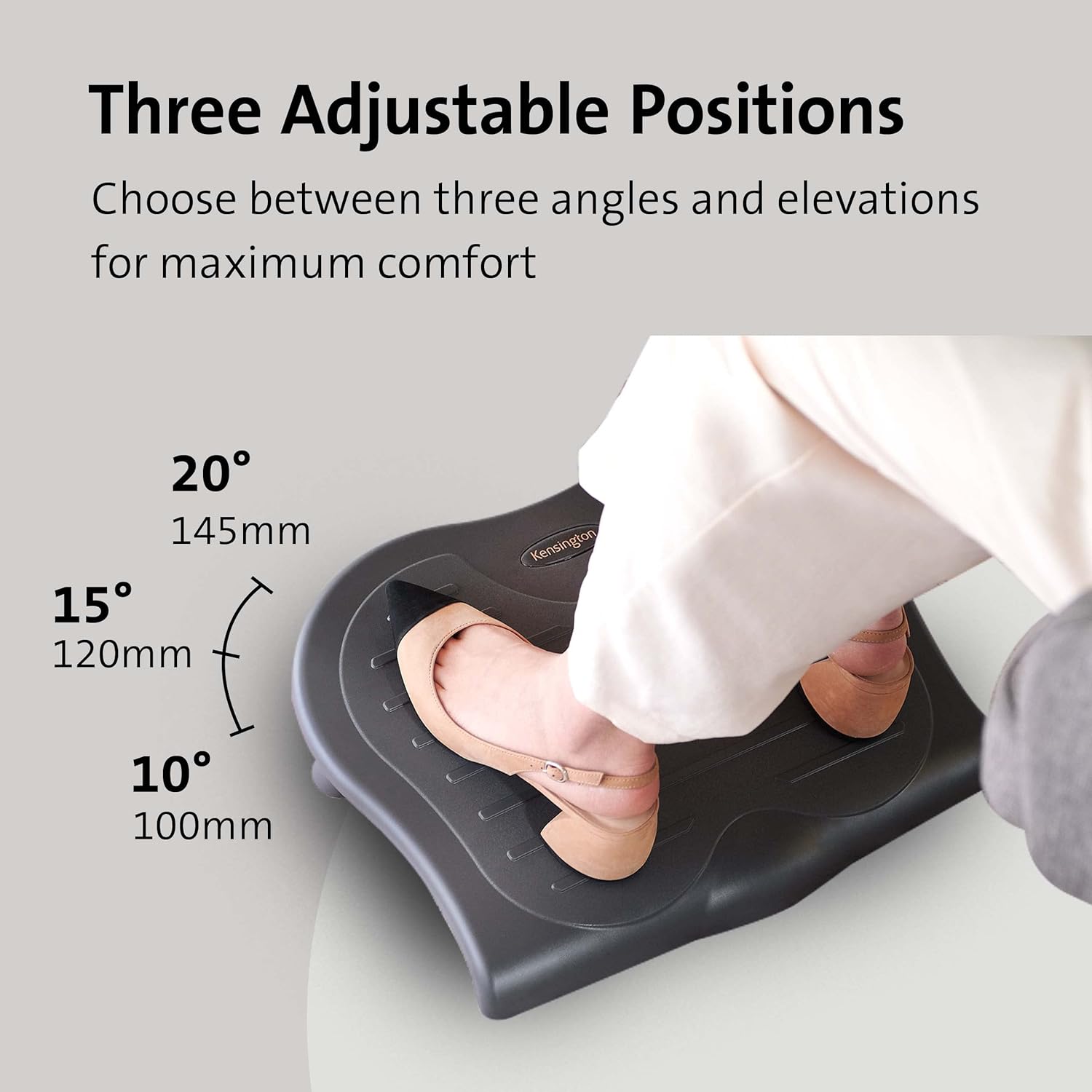 Kensington Adjustable Ergonomic Foot Rest - SoleSaver under desk foot rest for improved posture, siatica and orthopedic relief - Grey (56152)-4