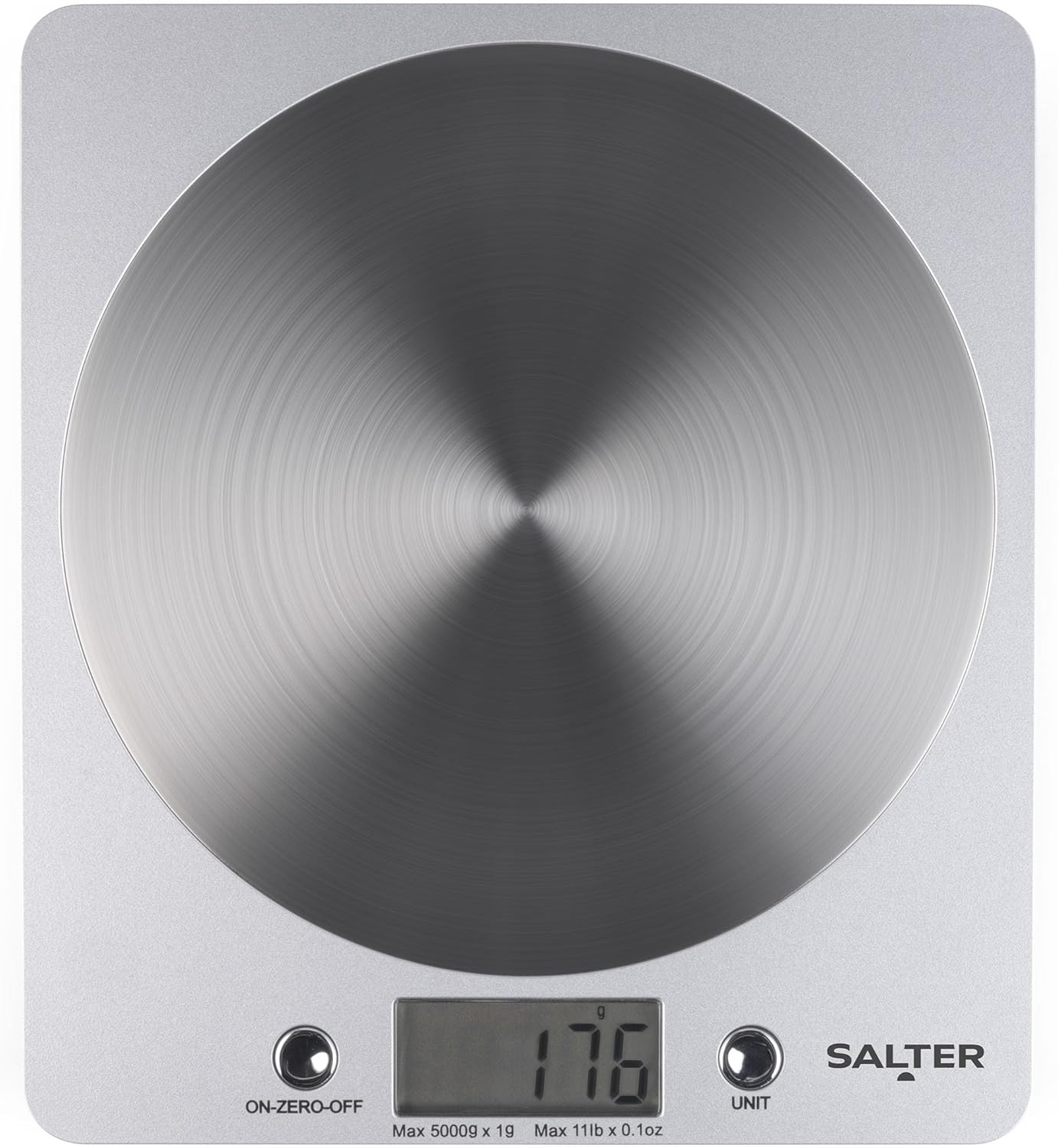 Salter 1036 SVSSDR Disc Digital Kitchen Scale – Electronic Food Scale, Add & Weigh Multiple Ingredients, 5kg Capacity, Aquatronic For Measuring Liquids, Easy Read LCD Display, Includes Battery-6