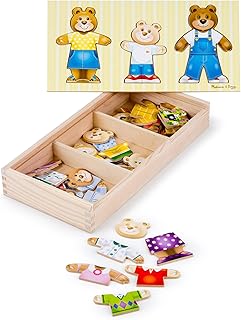 Melissa & Doug Wooden Bear Family Dress-Up Puzzle, Puzzles, Wooden Toy, 3+, Gift for Boy or Girl,Multicolor,31.75 x 15.748 x 5.08cm