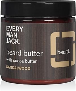 Every Man Jack Beard Butter - Sandalwood | 120 ml - 1 Jar | Naturally Derived, Parabens-free, Pthalate-free, Dye-free, and Certified Cruelty Free