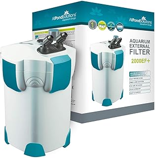 allpondsolutions 2000EF+ Aquarium External Fish Tank Water Filter with 9w UV Steriliser for Coldwater, Tropical or Marine Aquariums, for Tanks Up to 1000 Litres – Includes Filter Media, Full Kit