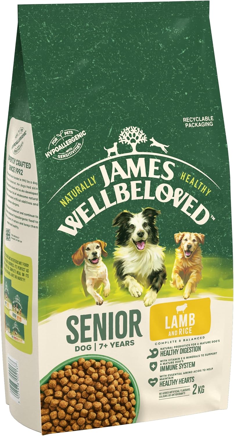 James Wellbeloved Senior Lamb & Rice 2 kg Bag, Hypoallergenic Dry Dog Food-1