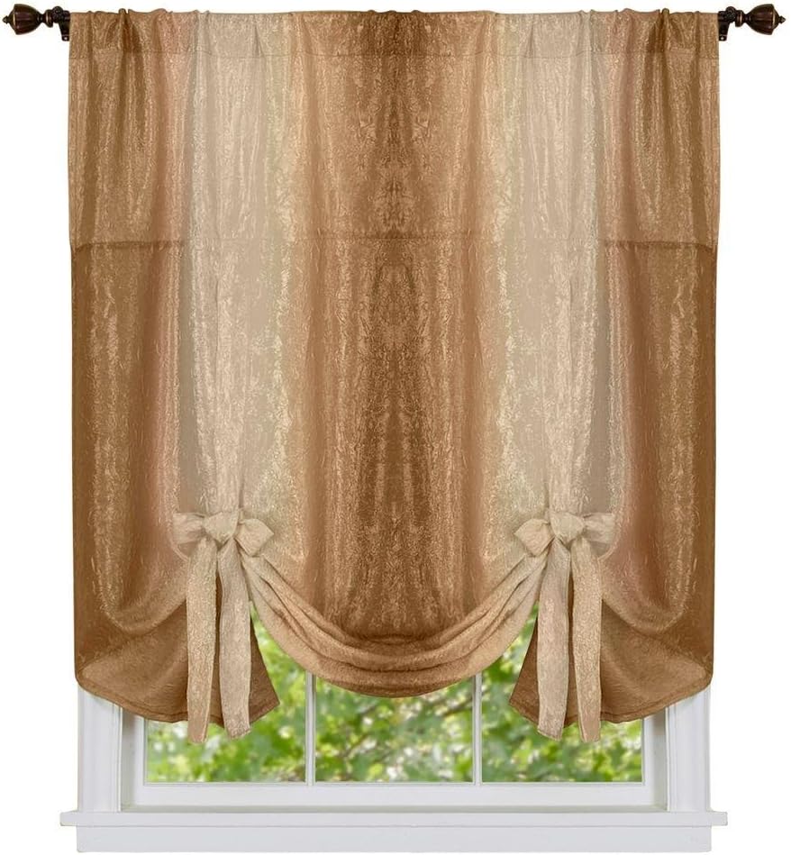 Achim Home Furnishings Soft Window Tie Up, Polyester, Sandstone, 50x63-0