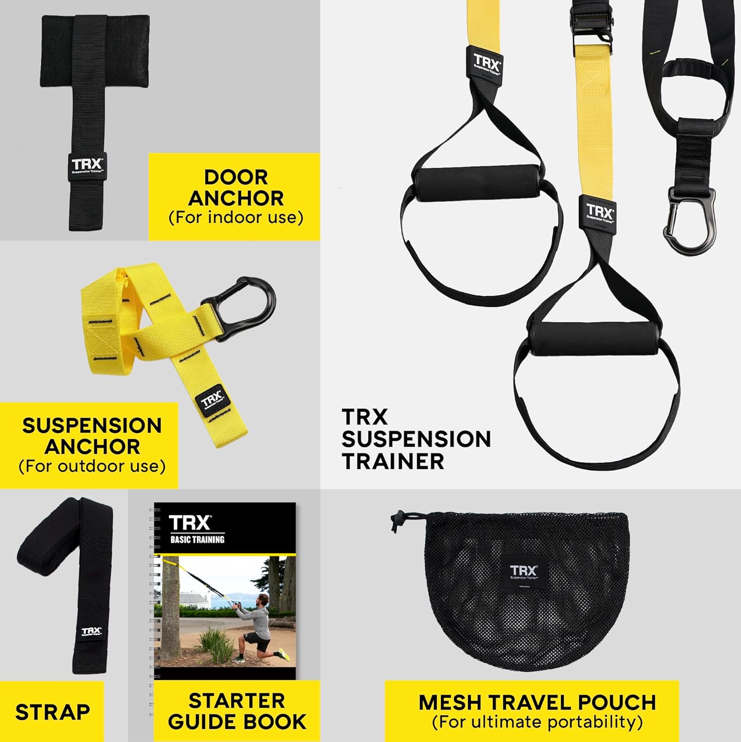 TRX All-in-One Suspension Training System, For Weight Training, Cardio, Cross-Training & Resistance Training, Full-Body Workout for Home, Travel & Outdoors, Includes Indoor & Outdoor Anchors-1