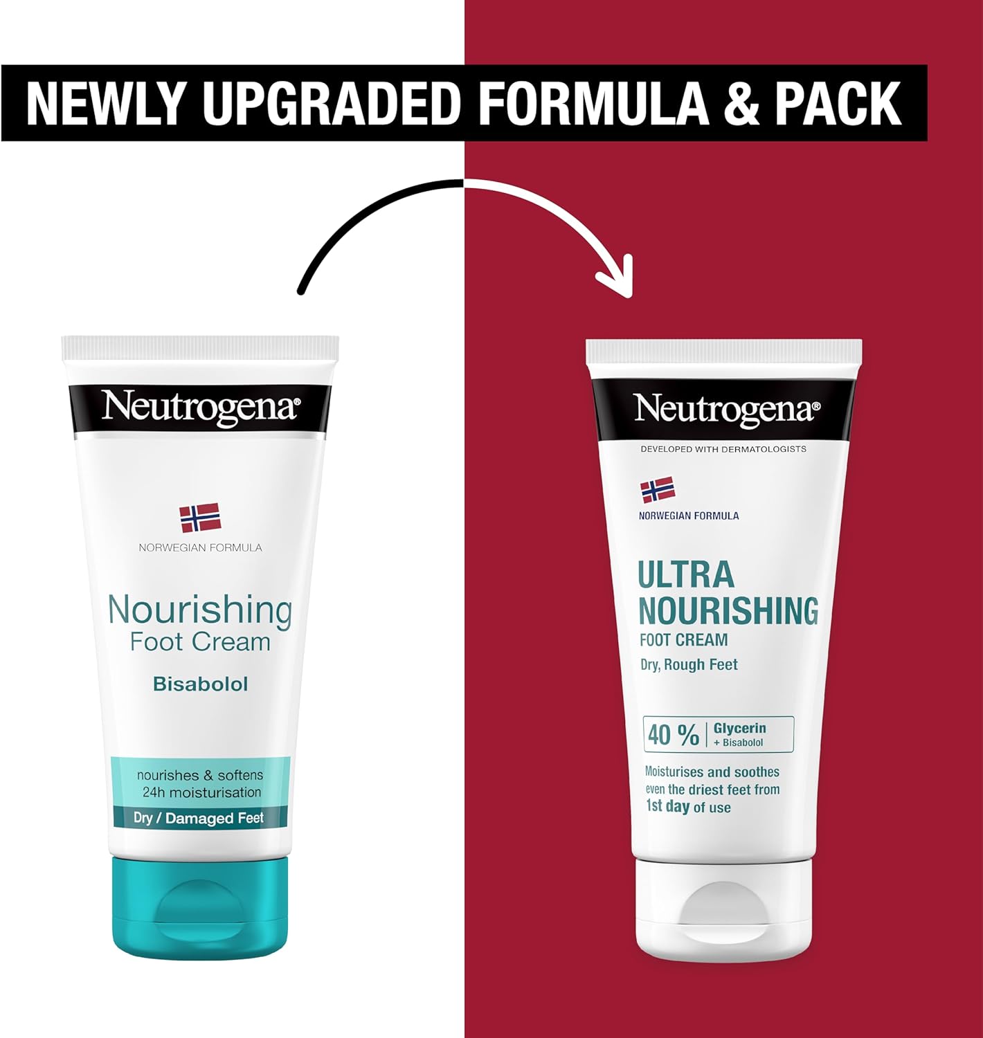 Neutrogena Norwegian Formula Ultra Nourishing Foot Cream for Dry Skin (1x 100ml), Intensely Moisturising Foot Cream Enriched with Glycerin, Relieving and Repairing Lotion for Dry Feet-1