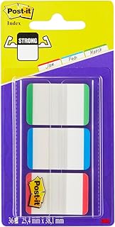 Post-it Index 25mm x 43.2mm Strong Flags with Coloured Tips - Green/ Blue/ Red (66 Flags)