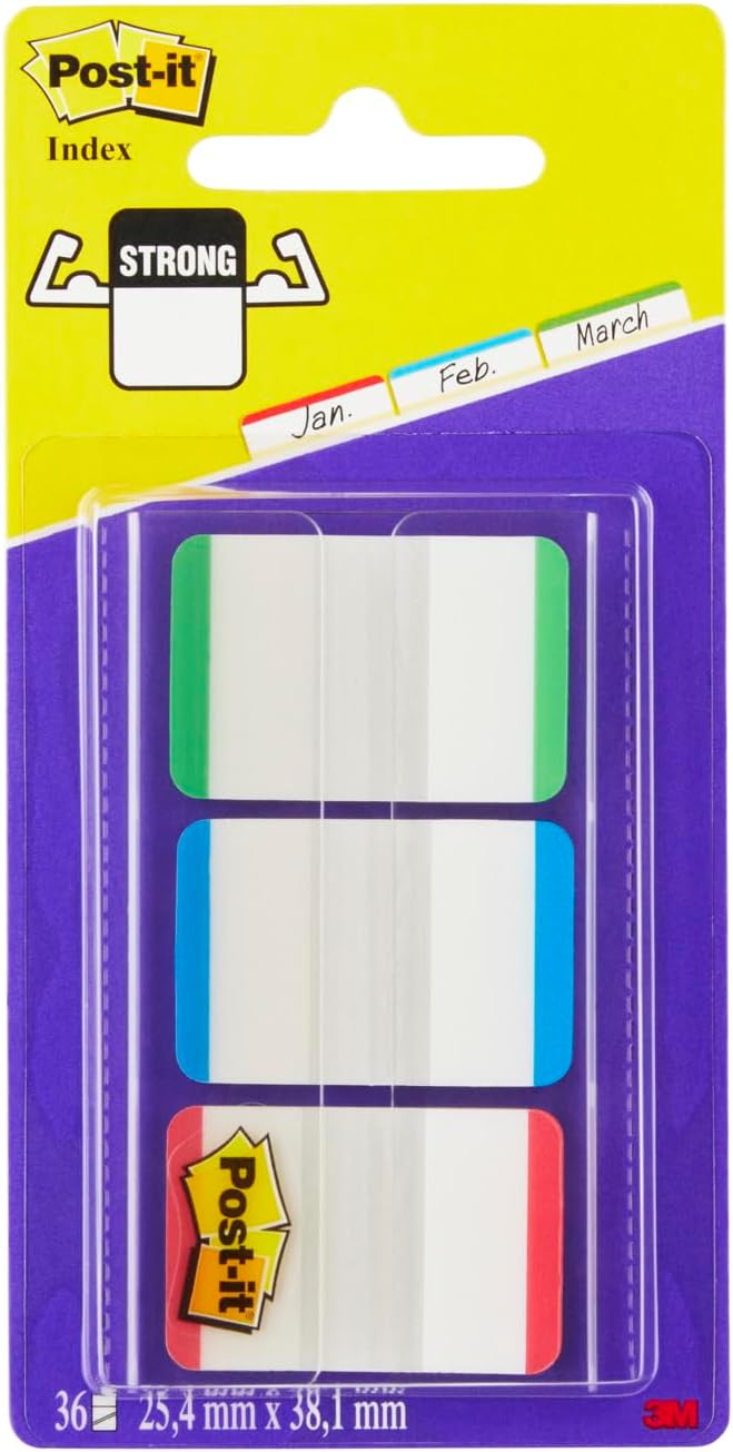 Post-it Index 25mm x 43.2mm Strong Flags with Coloured Tips - Green/ Blue/ Red (66 Flags)-0