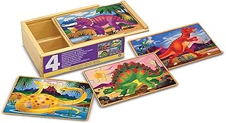 Melissa & Doug 13791 Dinosaurs Puzzles in a Box | Puzzles | Wooden Toy | 3+ | Gift for Boy or Girl, Multicoloured, 20.32 cm H x 15.24 cm W x 6.35 cm L