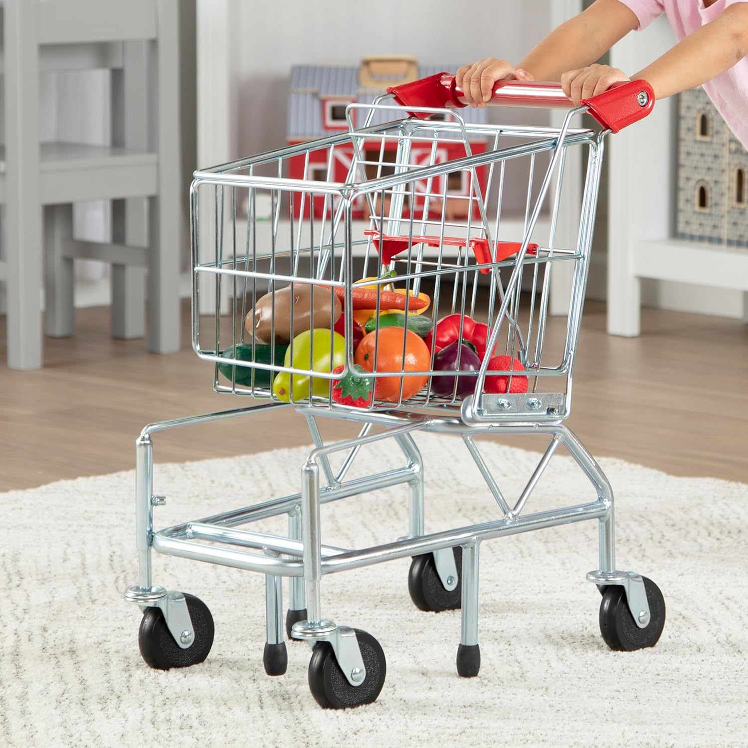 Melissa & Doug Mini Supermarket Shopping Trolley, Shopping trolley kids, Toy storage, Play kitchen, Kitchen toys, Pretend play toy, Role play set, 3+, Gift for boy or girl-8