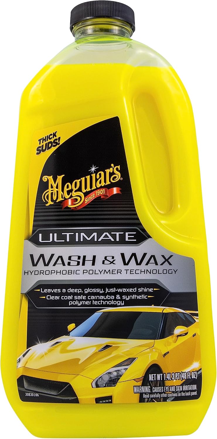 Meguiar's G17748EU Ultimate Car Wash & Wax 1.4L, Shampoo that leaves a deep, glossy, just-waxed shine-0