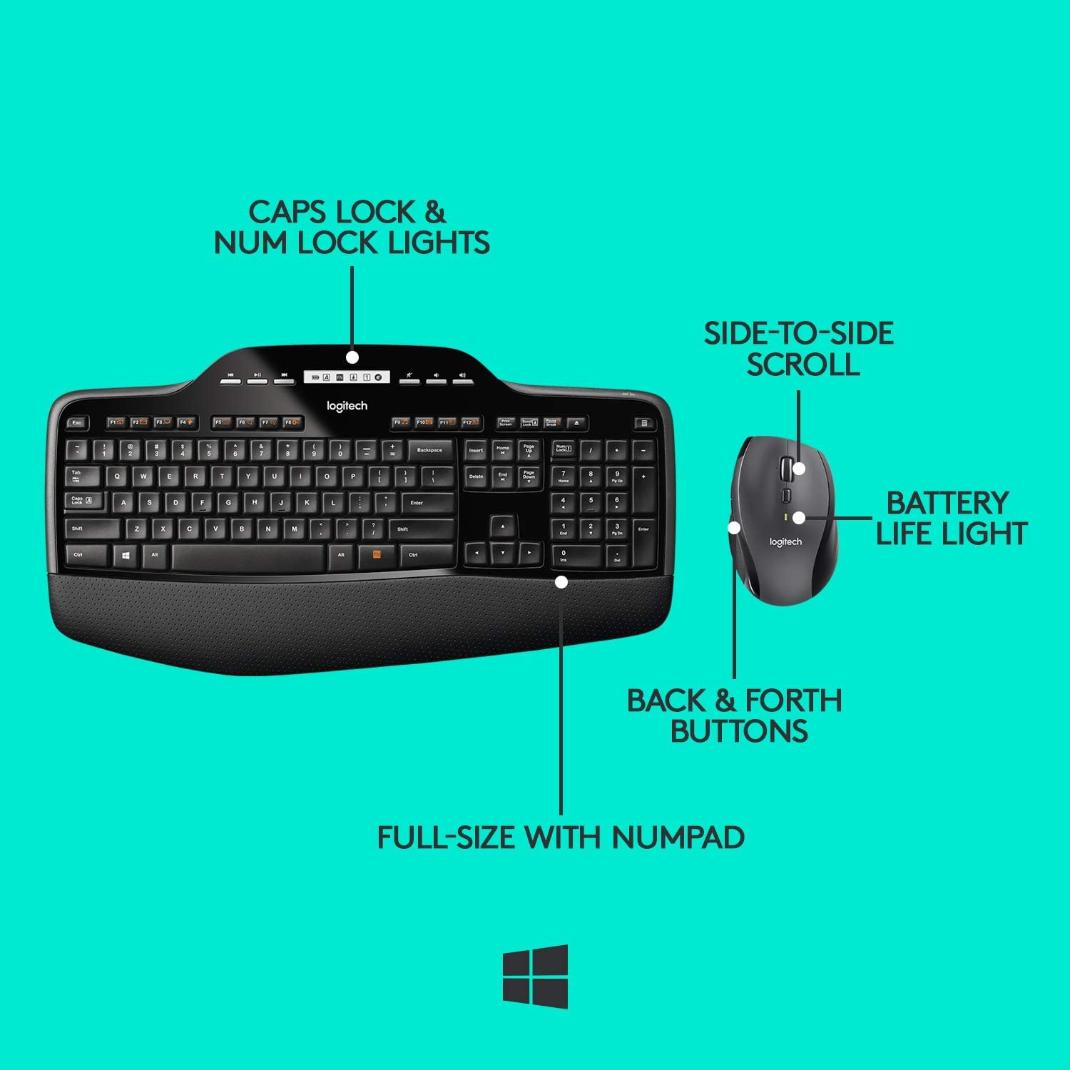 Logitech MK710 Wireless Keyboard and Advanced Mouse Combo for Windows, 2.4GHz Multimedia Keys, 3-Year Battery Life, PC/Mac, QWERTY UK English Layout - Black-5