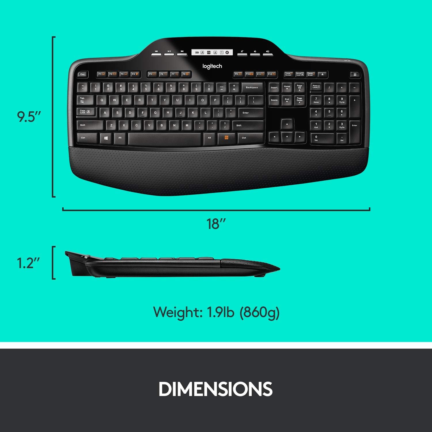 Logitech MK710 Wireless Keyboard and Advanced Mouse Combo for Windows, 2.4GHz Multimedia Keys, 3-Year Battery Life, PC/Mac, QWERTY UK English Layout - Black-7