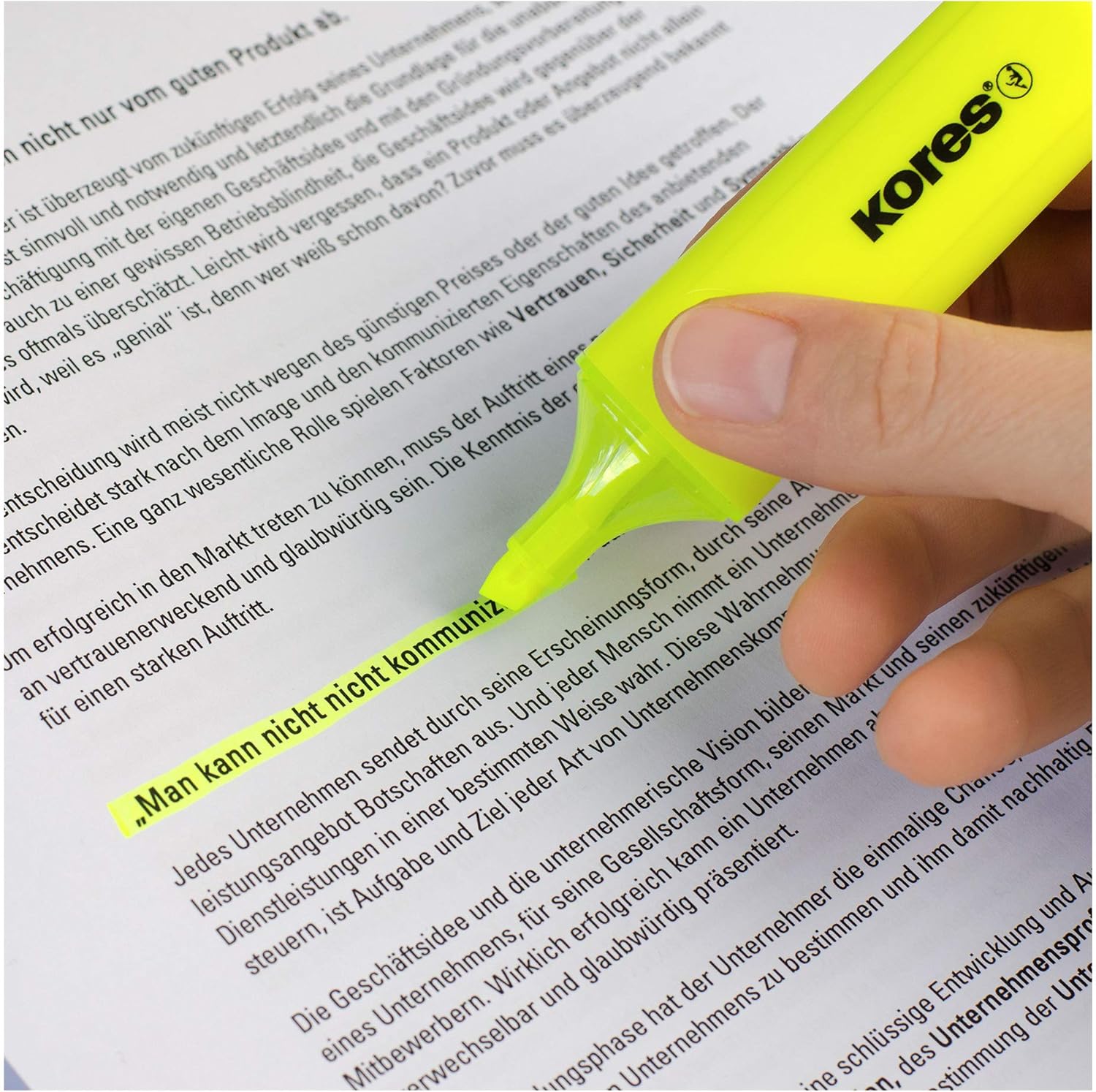 Kores - Fluorescent Highlighter Pen - Bright Liner Plus, Fluorescent, Universal Water Based-Ink Highlighter Pen with Ergonomic Shape - Stationery Supplies, Office Supplies - Pack of 6-5