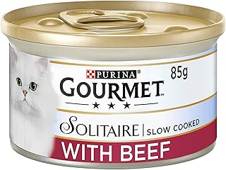 Gourmet Solitaire Tinned Cat Food with Beef 85g, Pack of 12