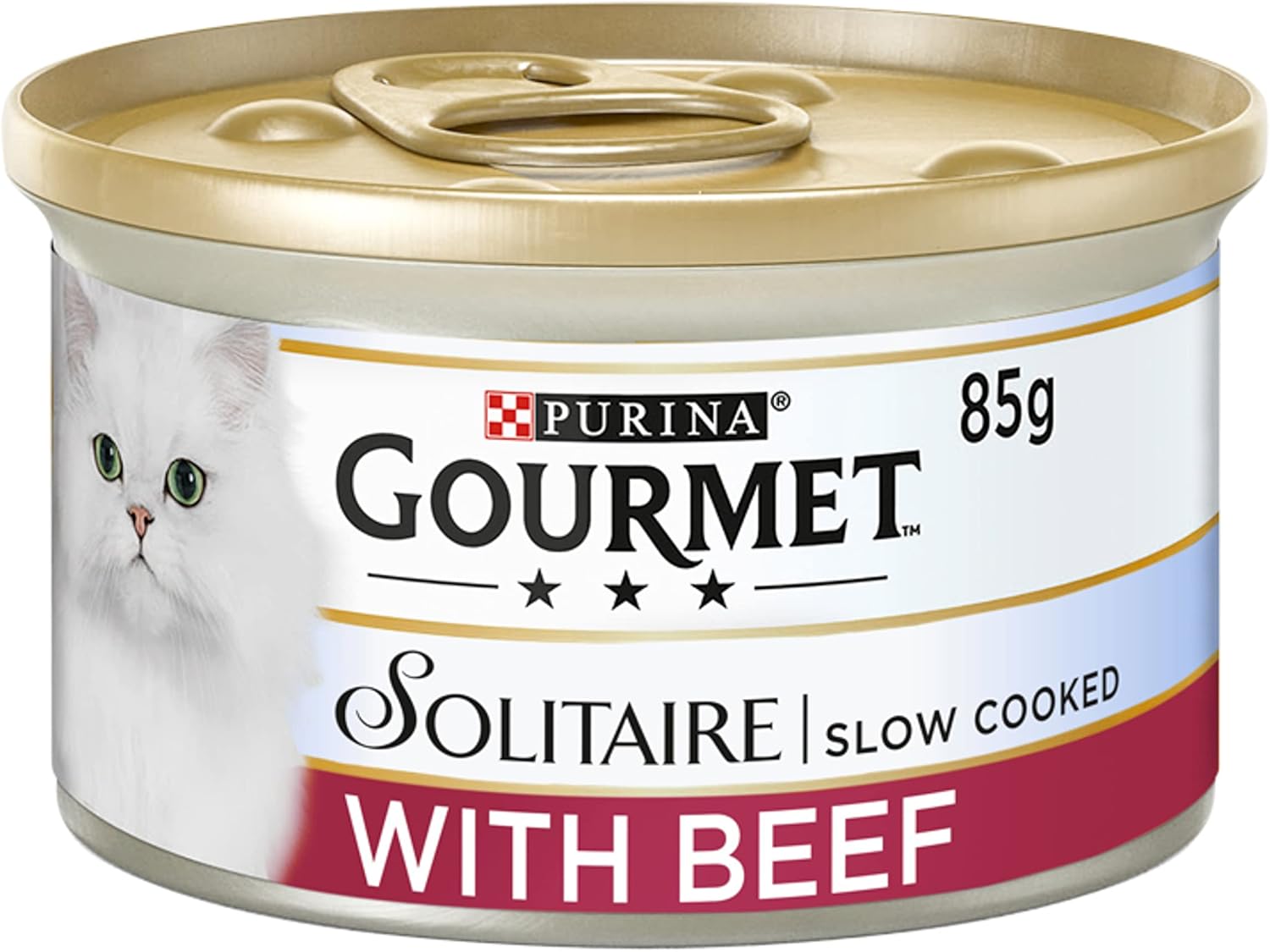 Gourmet Solitaire Tinned Cat Food with Beef 85g, Pack of 12-0